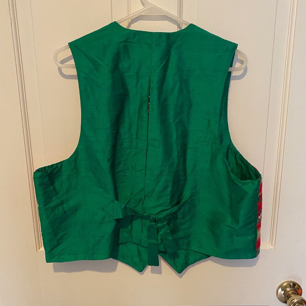 Patchwork Christmas Vest Large Holiday / Green/Re… - image 2